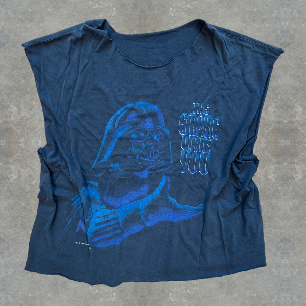 Vintage 1996 Thrashed Star Wars Darth Vader Cut Off Mens Tee Size XL Boxy